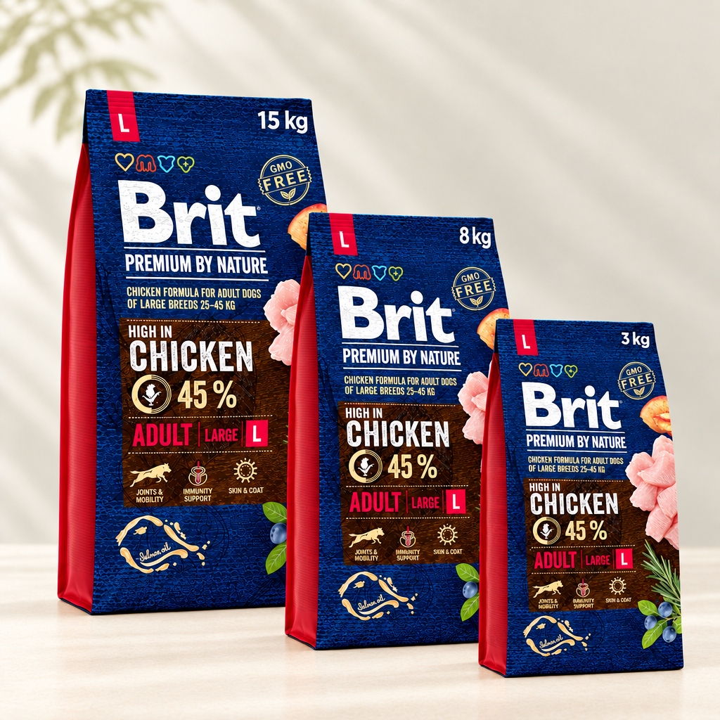 Brit Adult L Chicken 15 kg, 8 kg and 3 kg featured photo preview