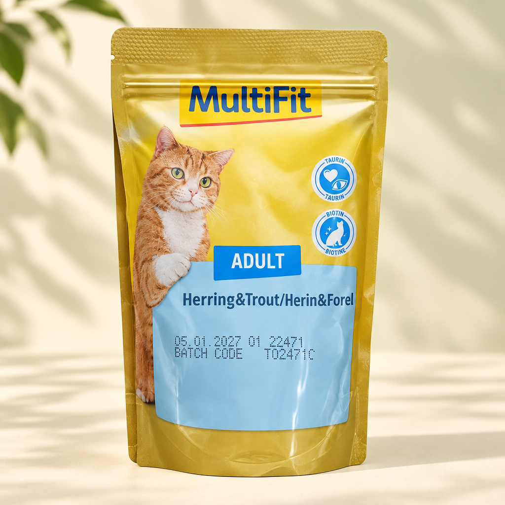 MultiFit Herring & Trout adult cat food 100 g pouch individual photo