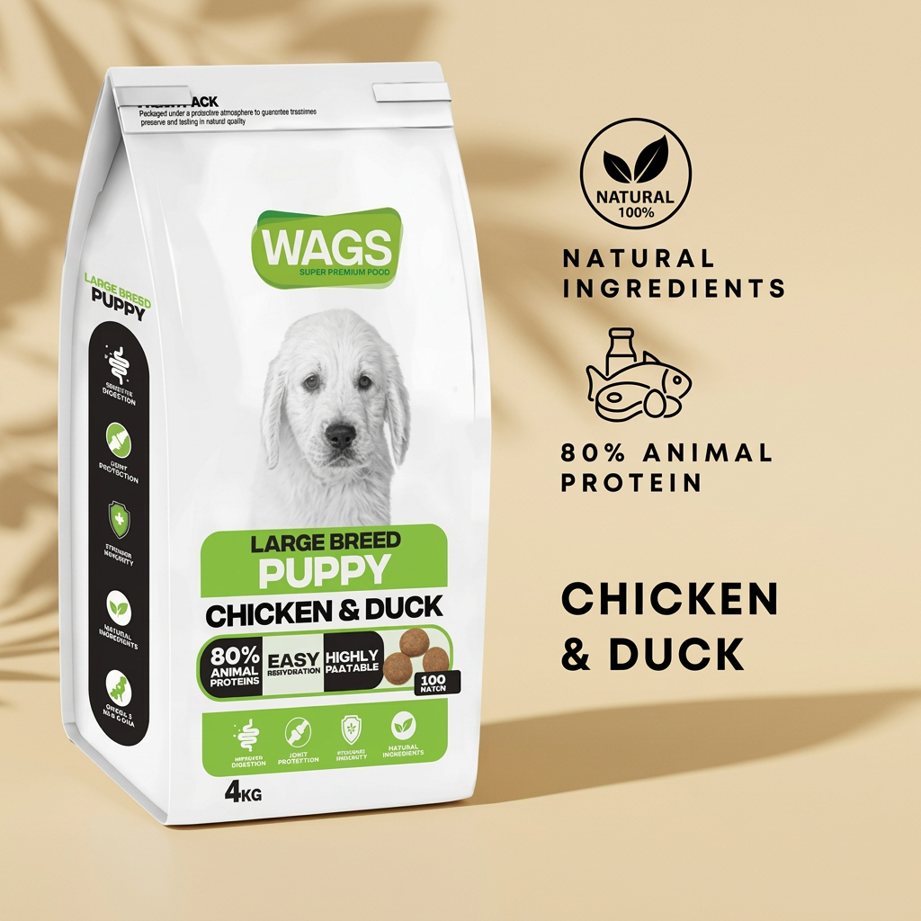 Wags For Large Breed Puppy With Chicken & Duck